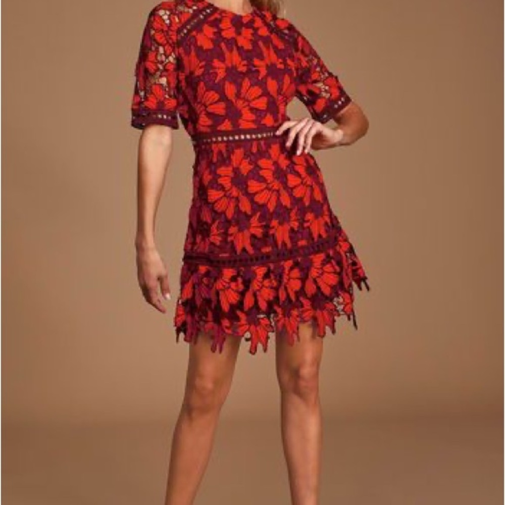 Red and Black Floral Dress